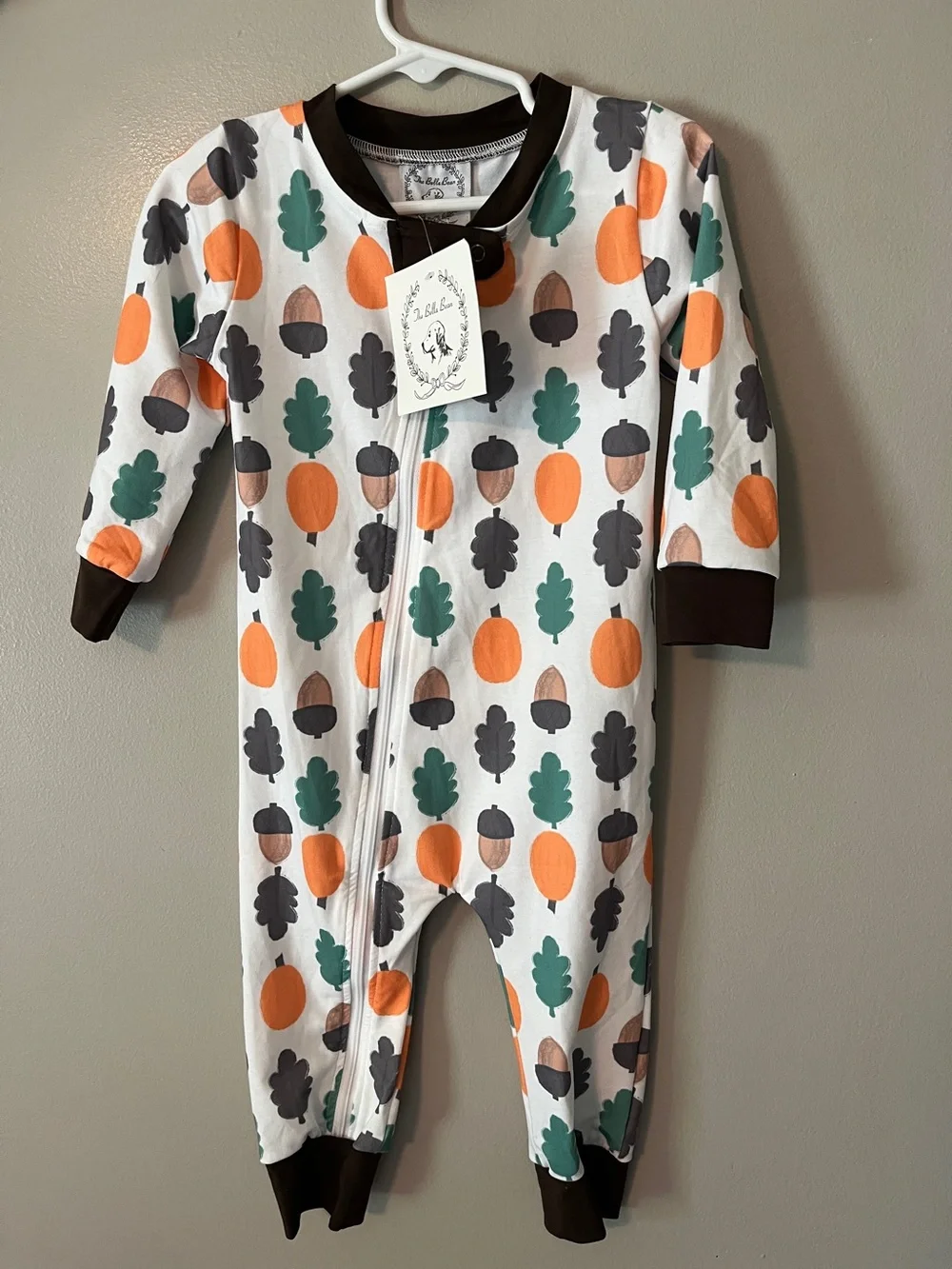 New! the Bella Bean Fall Sleeper Pajama Leaves Acorns Size 18 months NWT